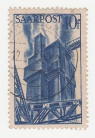 НДР, ФРН ГДР, ФРГ ^/--/^ Германия   (Саар) 1948 г. № 43 гашеная ^_^^^ Німеччина (Саар) 1948 р. No 43 гашена - фото фото фото