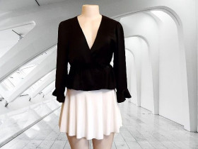 Блузки, сорочки Блузки, рубашки ^/--/^ 38-42 р. Черная блузка Topshop с баской, блузка на завязках , Румыния ^_^^^ Чорна блузка Topshop з баском, на зав'язках, Румунія - фото фото фото