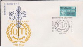 Америка Америка ^/--/^ Уругвай 1969 50 ЛЕТ МЕЖДУНАРОДНАЯ ОРГАНИЗАЦИЯ ТРУДА МОТ ILO OIT ЭМБЛЕМА ПРАВО НА ТРУД КПД Mi.1151 ^_^^^ МІЖНАРОДНА ОРГАНІЗАЦІЯ ПРАЦІ МОП ILO OIT ЕМБЛЕМА ПРАВО НА ПРАЦІ КПД Mi.1151 - фото фото фото