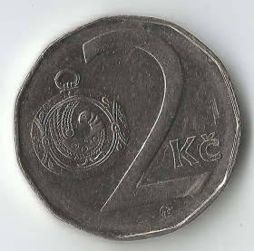 Чехія Чехия ^/--/^ 2 чешские кроны 1995 года. ^_^^^ Чеські крони 1995 року. - фото фото фото