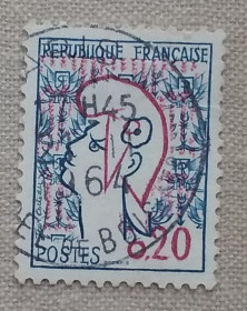Франція Франция ^/--/^ Франция. 1961 /--/ г - Марианна Жана Кокто, гаш ^_^^^ Франція. 1961 — Маріанна Жана Кокто, гаш - фото фото фото