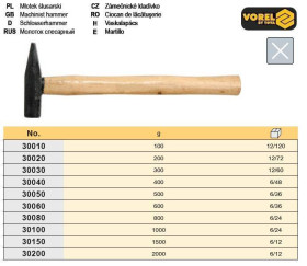 Молотки Молотки ^/--/^ Молоток слесарный ручка дерево 2,0 кг VOREL-30200 ^_^^^ Молоток слюсарний Польща ручка дерево 2,0 кг VOREL-30200 - фото фото фото