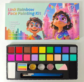 Інше Другое ^/--/^ Масляна фарба  Link Rainbow олійна основа  , грим масляний 12 кольорів ^_^^^ Аквагрим ультрафиолетовый Link Rainbow набор 18 цветов +3 кисти - фото фото фото