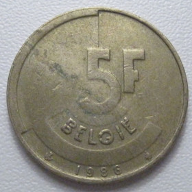 Бельгія Бельгия ^/--/^ Бельгія 5 франків 1986 року Belgie 42874 ^_^^^ Бельгия 5 франков 1986 года Belgie 42874 - фото фото фото