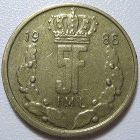 Люксембург Люксембург ^/--/^ Люксембург 5 франків 1986 року #6 /--/ П /--/ 52 ^_^^^ Люксембург 5 франков 1986 года #6 /--/ П /--/ 52 - фото фото фото