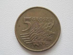 Сучасна (після ) Современная (после ) ^/--/^ Польша 5 грошей 1992 года #14706 ^_^^^ Польща 5 грошей 1992 року #14706 - фото фото фото