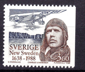 Транспорт Транспорт ^/--/^ Авиация . Швеция 1988 г MNH - пилот - б/з стороны ^_^^^ Швеція 1988 — пілот - фото фото фото