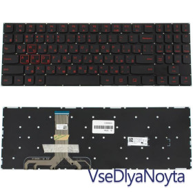 Клавіатури Клавиатуры ^/--/^ Клавиатура для ноутбука LENOVO (Legion: Y /--/ 520-15) rus, black, без фрейма (RED) (ОРИГИНАЛ) ^_^^^ Клавіатура для ноутбука LENOVO (Legion: Y /--/ 520-15) rus, black, без фрейму (RED) - фото фото фото