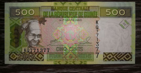 Гвінейська республіка Гвинейская республика ^/--/^ GUINEA Гвінея 500 франків 1960 2012 № 77 13 77 UNC ^_^^^ GUINEA Гвинея 500 франков 1960 No 77 13 77 UNC - фото фото фото