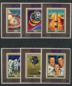 Освоєння космосу Освоение космоса ^/--/^ Аджман  Ajman Space  561-566  6 Deluxe-sheets compl. MNH ^_^^^ Ajman Space 561-566 6 Deluxe-sheets compl. MNH - фото фото фото