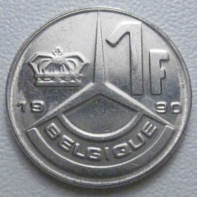 Бельгія Бельгия ^/--/^ Бельгія 1 франк 1990 року Belgique 42762 ^_^^^ Бельгия 1 франк 1990 года Belgique 42762 - фото фото фото