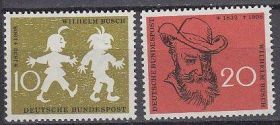 НДР, ФРН ГДР, ФРГ ^/--/^ ФРГ 1958 искусство живопись литература Буш Mi 281-282 MNH ^_^^^ ФРН 1958 мистецтво живопис література Буш Mi 281-282 MNH - фото фото фото