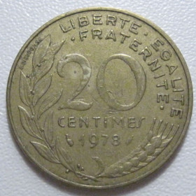 Франція Франция ^/--/^ Франція 20 сантимів 1978 року 43594 ^_^^^ Франция 20 сантимов 1978 года 43594 - фото фото фото