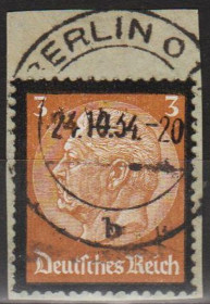 Третій Рейх (-) Третий Рейх (-) ^/--/^ 1934 - Рейх - Гінденбург - Траурний випуск 3 Mi.548 - гаш ^_^^^ 1934 - Рейх - Гинденбург - Траурный выпуск 3 Mi.548 - гаш - фото фото фото