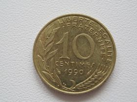 Франція Франция ^/--/^ Франция 10 сантимов 1990 года 15977 ^_^^^ Франція 10 сантимів 1990 15977 - фото фото фото