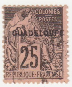 Франція Франция ^/--/^ Франция Колонии  (  Гваделупе  )  1891 г. № 19  гашеная ^_^^^ Франція Колонії (Гваделупе) 1891 р. No 19 гашена - фото фото фото