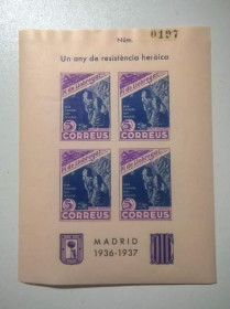Інше Другое ^/--/^ Іспанія Каталонія 1937 Громад.війна - Локальний випуск (номерний №0197) - Оборона Мадрида - MNH  ^_^^^ Испания Каталония 1937 Громад. война - Локальный выпуск (номерный No /--/ 0197) - Оборона Мадрида - MNH - фото фото фото