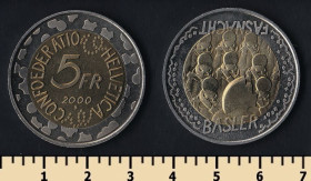 Швейцарія Швейцария ^/--/^ Швейцария 5 франков 2000 ^_^^^ Швейцарія 5 франків 2000 - фото фото фото