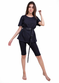 Шорти Шорты ^/--/^ 55015501 Комплект велосипедки і футболка oversize для вагітних з секретом для годування Чорний ^_^^^ 55015501 Комплект велосипедки и футболка oversize для беременных с секретом для кормления Черный - фото фото фото