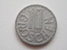 Австрія Австрия ^/--/^ Австрия 10 грошей 1965 года 19933 ^_^^^ Австрія 10 грошей 1965 року 19933 - фото фото фото