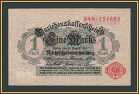 Німеччина Германия ^/--/^ Германия 1 марка 1914 P-51  (51 /--/ a) UNC ^_^^^ Німеччина 1 марка 1914 P-51 (51 /--/ a) UNC - фото фото фото