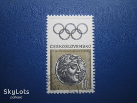 Чехословаччина Чехословакия ^/--/^ Марка Чехословаччина 1966 спорт олімпіада монета антична на марці гаш ^_^^^ Марка Чехословакия 1966 спорт олимпиада монета античная на марке гаш - фото фото фото