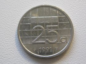 Нідерланди Нидерланды ^/--/^ Нидерланды 25 центов 1991 года 32385 ^_^^^ Нідерланди 25 центів 1991 року 32385 - фото фото фото