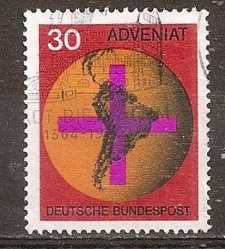 НДР, ФРН ГДР, ФРГ ^/--/^ ФРГ 1967  M.545 used Поддержка нем.кат.в Лат.Амер. ^_^^^ ФРН 1967 M.545 used Підтримка нім.кат. в Лат.Амер. - фото фото фото