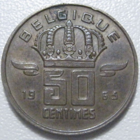 Бельгія Бельгия ^/--/^ Бельгія 50 сантимів 1965 року Belgique 42432 ^_^^^ Бельгия 50 сантимов 1965 года Belgique 42432 - фото фото фото