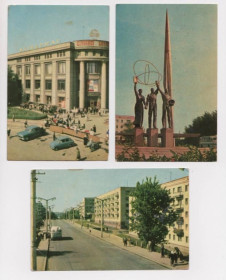 СРСР СССР ^/--/^ ХМЕЛЬНИЦКИЙ  УНИВЕРМАГ - МОНУМЕНТ НА ЧЕСТЬ ПОКОРИТЕЛЕЙ КОСМОСА - ул.ФРУНЗЕ  1968 г.  3 открытки ^_^^^ ХМЕЛЬНИЦЬКИЙ УНІВЕРМАГ - МОНУМЕНТ НА ЧЕСТЬ ПОКОРИТЕЛІВ КОСМОСУ - вул.ФРУНЗЕ 1968 р. 3 листівки - фото фото фото