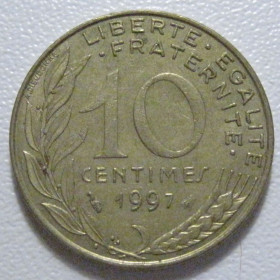 Франція Франция ^/--/^ Франція 10 сантимів 1997 року 1437 ^_^^^ Франция 10 сантимов 1997 года 1437 - фото фото фото