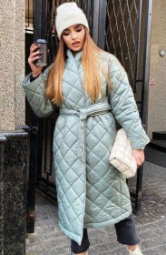 Пальто Пальто ^/--/^ Стильное стеганое пальто длинная куртка с поясом в стиле Зара ^_^^^ Стильне стегане пальто довга куртка з поясом в стилі Зара - фото фото фото