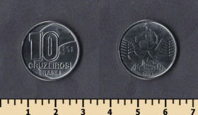 Бразилія Бразилия ^/--/^ Бразилия 10 крузейро 1991-1992 ^_^^^ Бразилія 10 крузейро 1991-1992 - фото фото фото