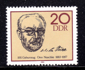 НДР, ФРН ГДР, ФРГ ^/--/^ Германия  ГДР / DDR 1983 г MNH - личности - политик Отто Нушке ^_^^^ Німеччина НДР / DDR 1983 р MNH - особистості - політик Отто Нушке - фото фото фото