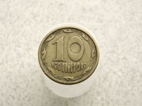 Обігові Обиходные ^/--/^ 10 копійок 1994 рік Україна 2 /--/ ГБм  (369) ^_^^^ 10 копеек 1994 год Украина 2 /--/ ГБм (369) - фото фото фото