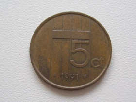 Нідерланди Нидерланды ^/--/^ Нидерланды 5 центов 1991 года 23235 ^_^^^ Нідерланди 5 центів 1991 року 23235 - фото фото фото