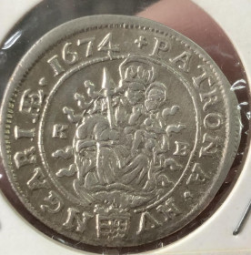 Словаччина Словакия ^/--/^ Кремниця. 6 крецерів 1674 р. КВ. Срібло ^_^^^ Кремница. 6 крецеров 1674 г. КВ. Серебро - фото фото фото