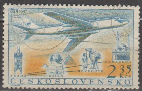 Чехословаччина Чехословакия ^/--/^ Чехословакия Чехословаччина 1957 авиация самолет ^_^^^ Чехословаччина 1957 авіація літак - фото фото фото