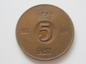 Швеція Швеция ^/--/^ Швеция 5 эре 1953 года 26341 ^_^^^ Швеція 5 ер 1953 26341 - фото фото фото
