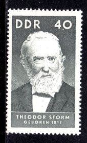 НДР, ФРН ГДР, ФРГ ^/--/^ Германия  ГДР / DDR 1977 г MNH -  личности -  писатель Теодор Шторм ^_^^^ Німеччина НДР / DDR 1977 MNH - особистості - письменник Теодор Шторм - фото фото фото