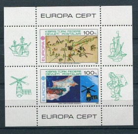 Освоєння космосу Освоение космоса ^/--/^ Кипр Turkish Cyprus Space 1983 Mi Bl 4 Europa Sheetlet Map Space Photo MNH Cv 60 ^_^^^ Кіпр Turkish Cyprus Space 1983 Mi Bl 4 Europa Sheetlet Map Space Photo MNH Cv 60 - фото фото фото
