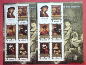 Мистецтво Искусство ^/--/^ КНДР  North Korea Painting  1983 ,Bl 137,138 Rembrand MNH ^_^^^ КНДР North Korea Painting 1983, Bl 137,138 Rembrand MNH - фото фото фото