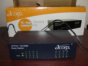 Комутатори, Світчі Коммутаторы, Свитчи ^/--/^ Коммутатор  (свитч) Acorp, 16-port 10/100 /--/ M Nway Switch.Новый, оригинал. ^_^^^ Комутатор (світч) Acorp, 16-port 10/100 /--/ M Nway Switch.Новий, оригінал. - фото фото фото