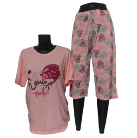 Піжами Пижамы ^/--/^ Женская пижама футболка и капри Cotton More 28010 XL розовая ^_^^^ Жіноча піжама футболка і капрі Cotton More 28010 XL рожева - фото фото фото