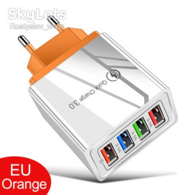 Зарядні пристрої Зарядные устройства ^/--/^ USB адаптер блок швидкий зарядний пристрій на 4 USB порти оранжевий ^_^^^ USB адаптер блок быстрое зарядное устройство на 4 USB порты оранжевый - фото фото фото