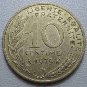 Франція Франция ^/--/^ Франція 10 сантимів 1979 року 42009 ^_^^^ Франция 10 сантимов 1979 года 42009 - фото фото фото