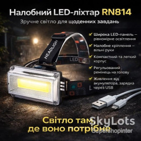 Ліхтарі, ліхтарики Фонари, фонарики ^/--/^ Фонарь налобный RN /--/ 814, USB-зарядка / Аккумуляторный фонарик на голову с регулируемым углом наклона ^_^^^ Фонар налобний RN /--/ 814, USB-зарядка / Акумуляторний ліхтарик на голову з регульованим кутом нахилу - фото фото фото
