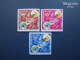 Освоєння космосу Освоение космоса ^/--/^ 3 марки полная серия Мали 1963 космос спутник MH ^_^^^ 3 марки повна серія Малі 1963 космос супутник MH - фото фото фото