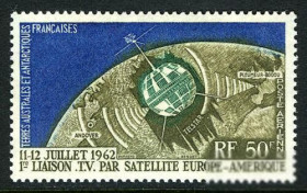 Освоєння космосу Освоение космоса ^/--/^ TAAF Space 1962  French Satellite Telstar MNH ^_^^^ TAAF Space 1962 French Satellite Telstar MNH - фото фото фото
