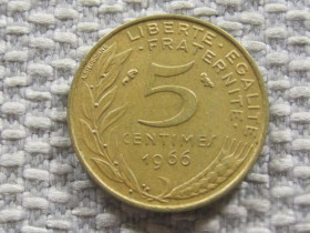 Франція Франция ^/--/^ Франция 5 сантимов 1966 года 3688 ^_^^^ Франція 5 сантимів 1966 3688 - фото фото фото